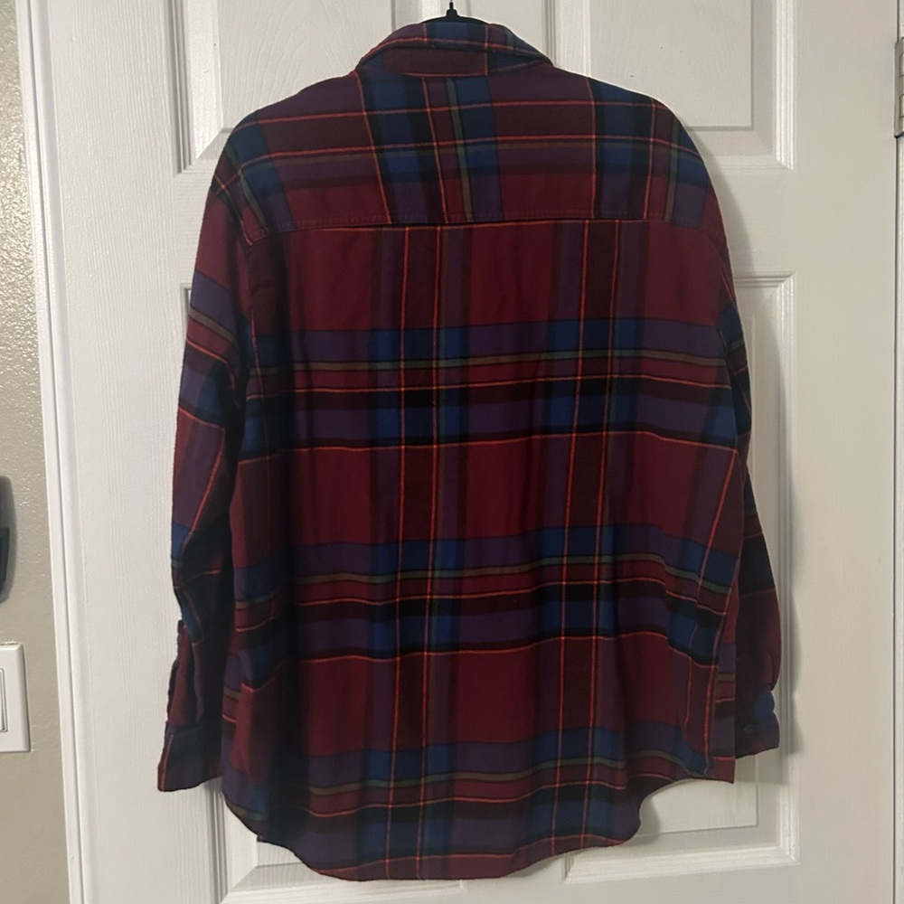 Old Navy Red Plaid Long Sleeve Button Down Boyfriend Shirt - Picture 5 of 5
